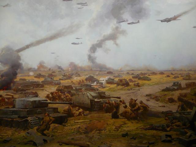 Фрагмент 1 полотна  "Огненная дуга" в  Музее-диораме  Белгорода 